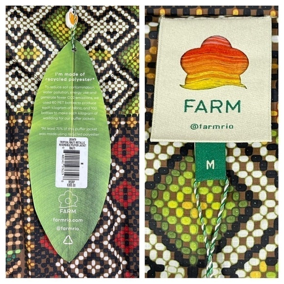 FARM Rio Tropical Rauti Metallic Revers Puffer Jacket Sz - Medium $300 SOLD OUT - Picture 16 of 16